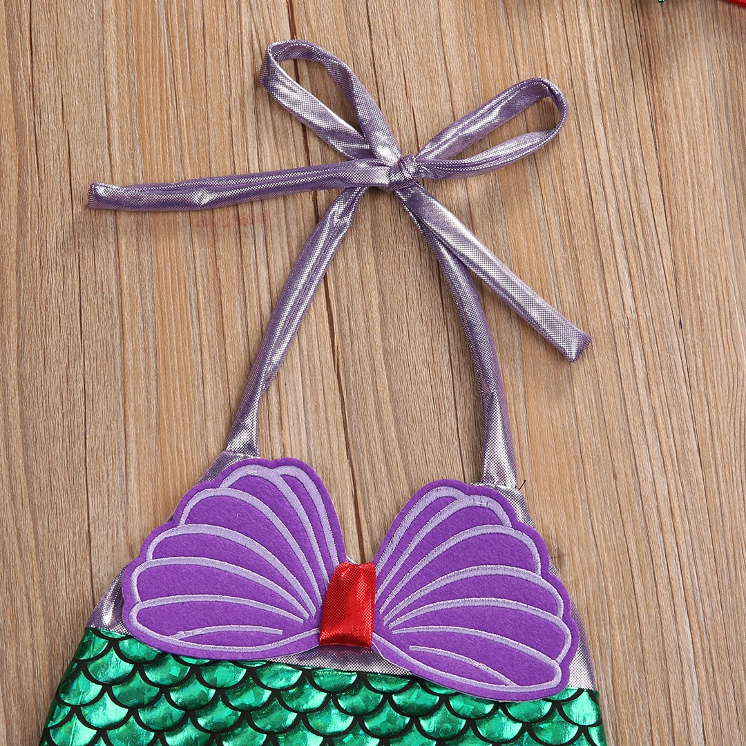 Tregren traje de baño niña con cordones estampado sirena diadema - imagen 3