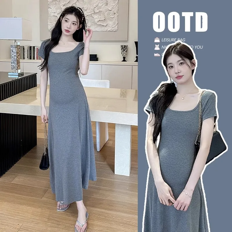 Vestido de premamá de verano manga corta tipo midi holgado ligero - imagen 4