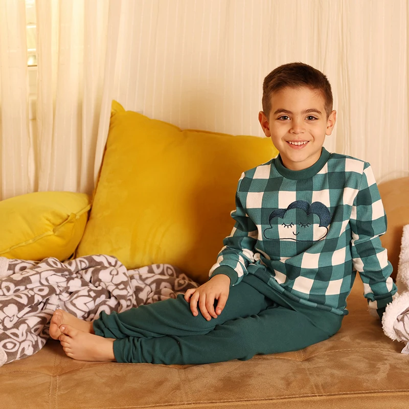 Conjunto de pijamas a juego para hermanos con rayas verde y rosa - imagen 3