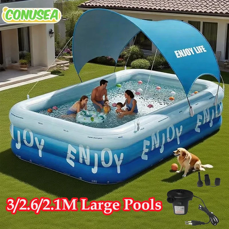 Piscina inflable familiar con dosel y juguetes de agua - imagen 3