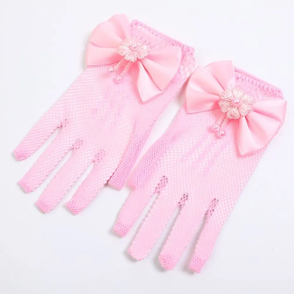 Guantes de encaje con lazo para niña – Estilo princesa, boda y fiesta