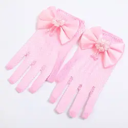 Guantes de encaje con lazo para niña – Estilo princesa, boda y fiesta