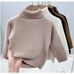 Suéter acolchado de invierno cuello alto de punto cálido infantil