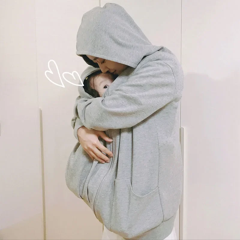 Abrigo canguro de maternidad de invierno con capucha para portabebés - imagen 3