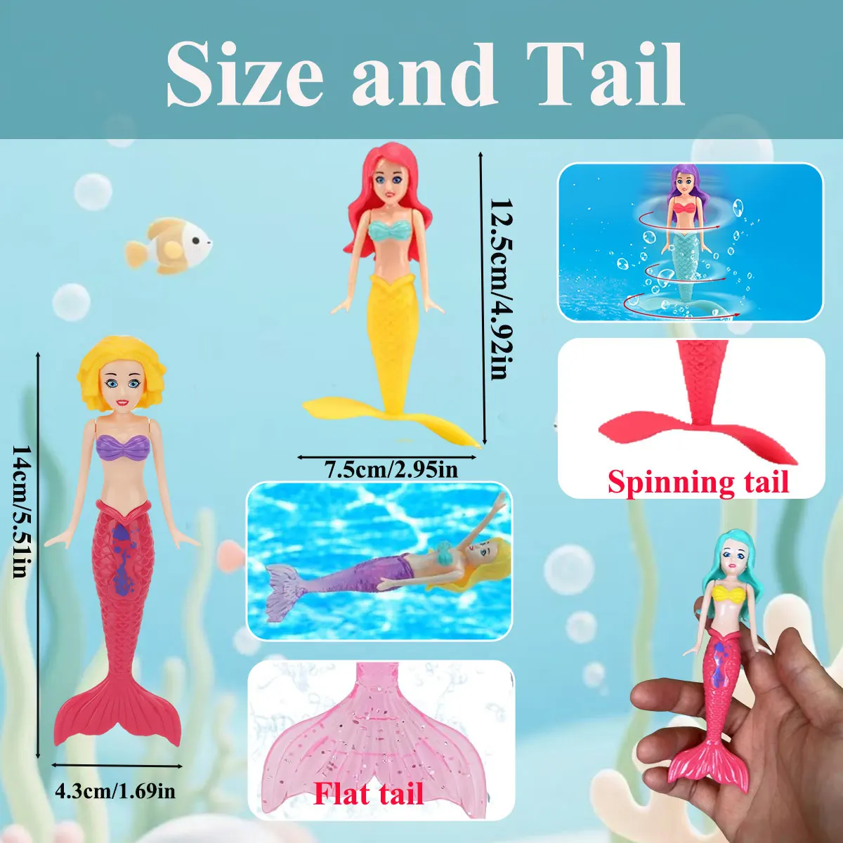 Juguetes flotantes de sirena para baño y piscina
