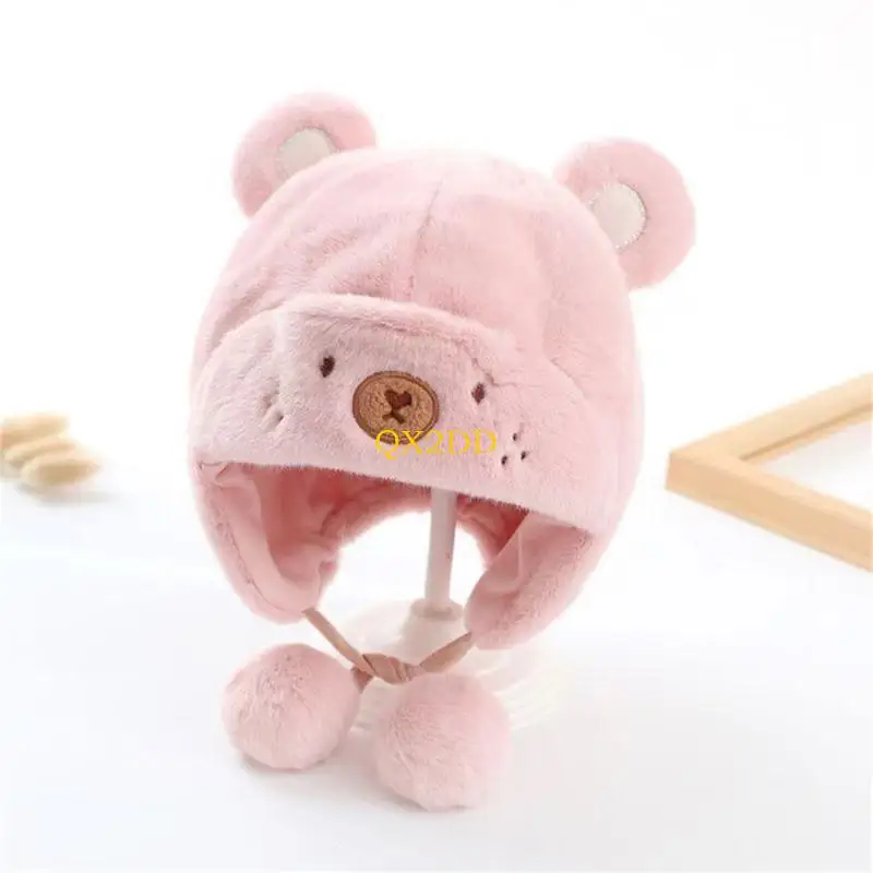 QX2D Gorro de invierno con orejeras de felpa para bebé unisex - imagen 2