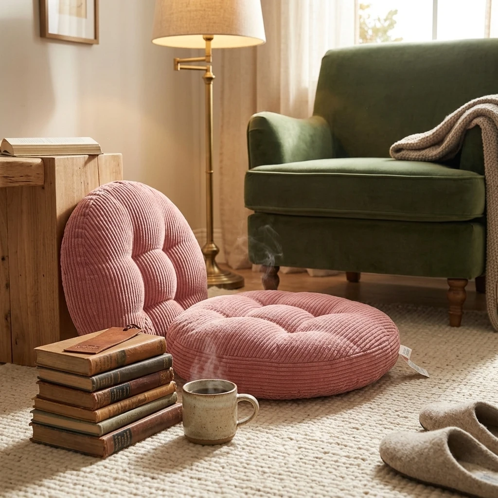 Cojín redondo de pana gruesa súper suave para asiento y decoración - imagen 4