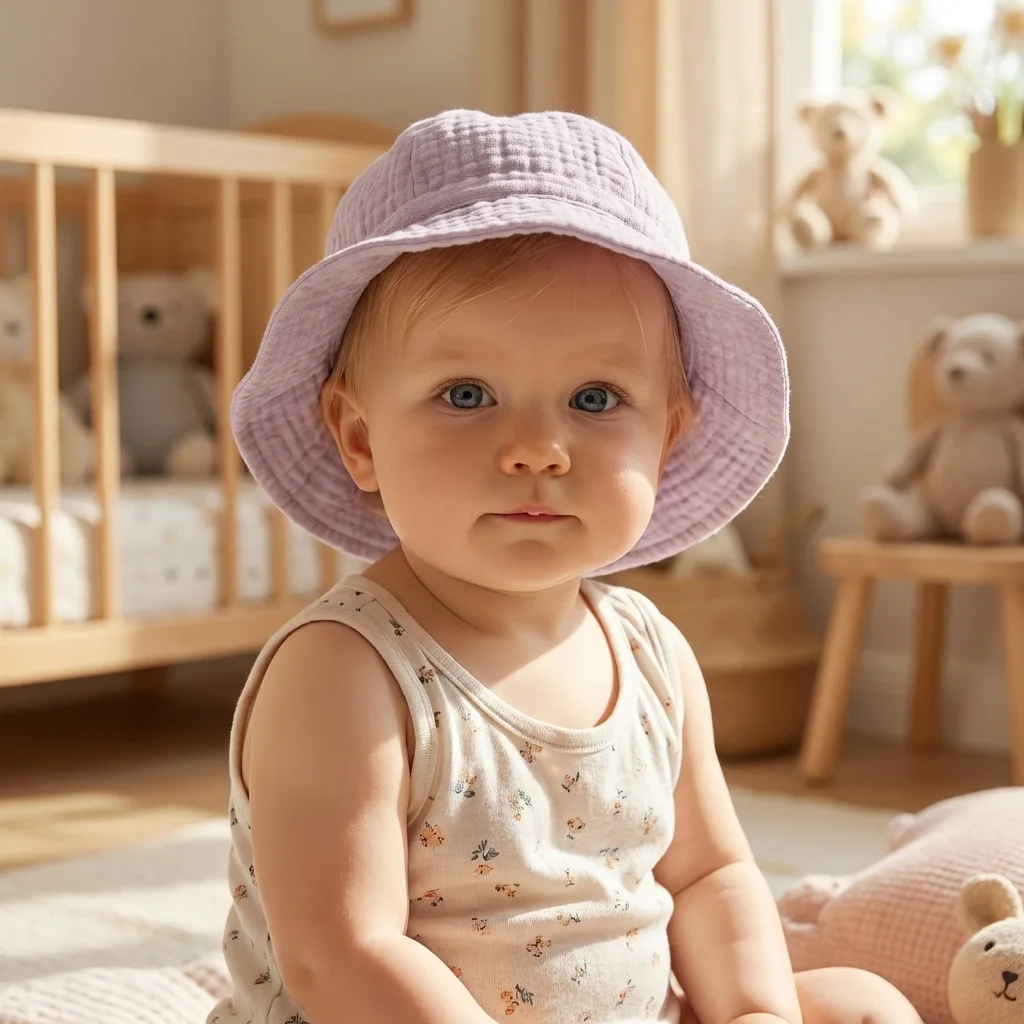 Gorra Panamá de muselina para bebés y niños, algodón suave - imagen 4