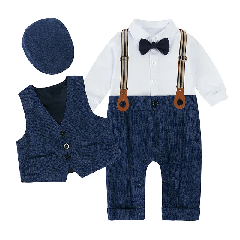 Conjunto recién nacido niño: pelele, chaleco y gorro de punto - imagen 5
