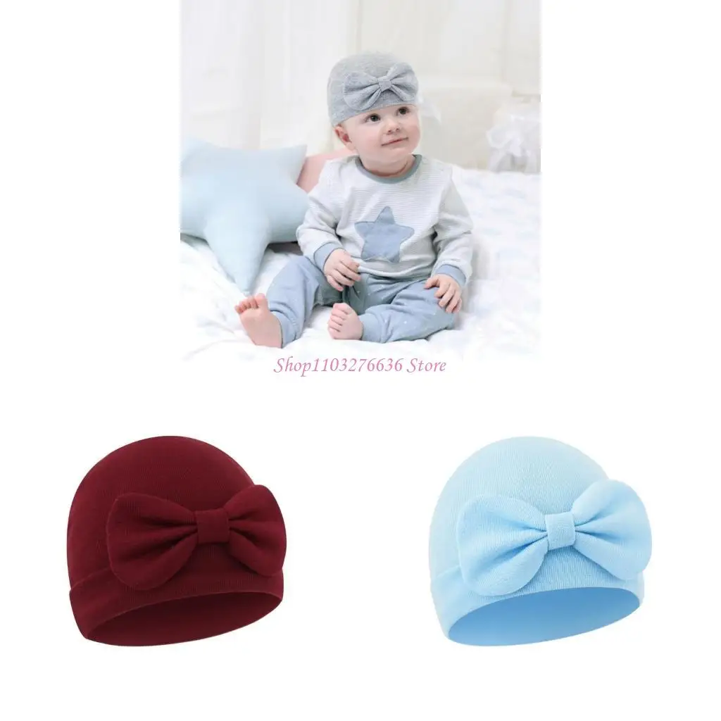 Bonnón gorrito de algodón para recién nacidos con lazo transpirable - imagen 4