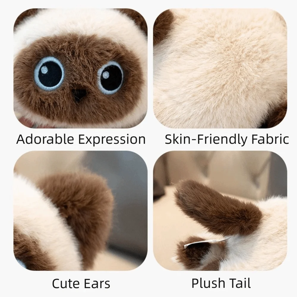 Llavero de peluche de gato suave con textura realista - imagen 4