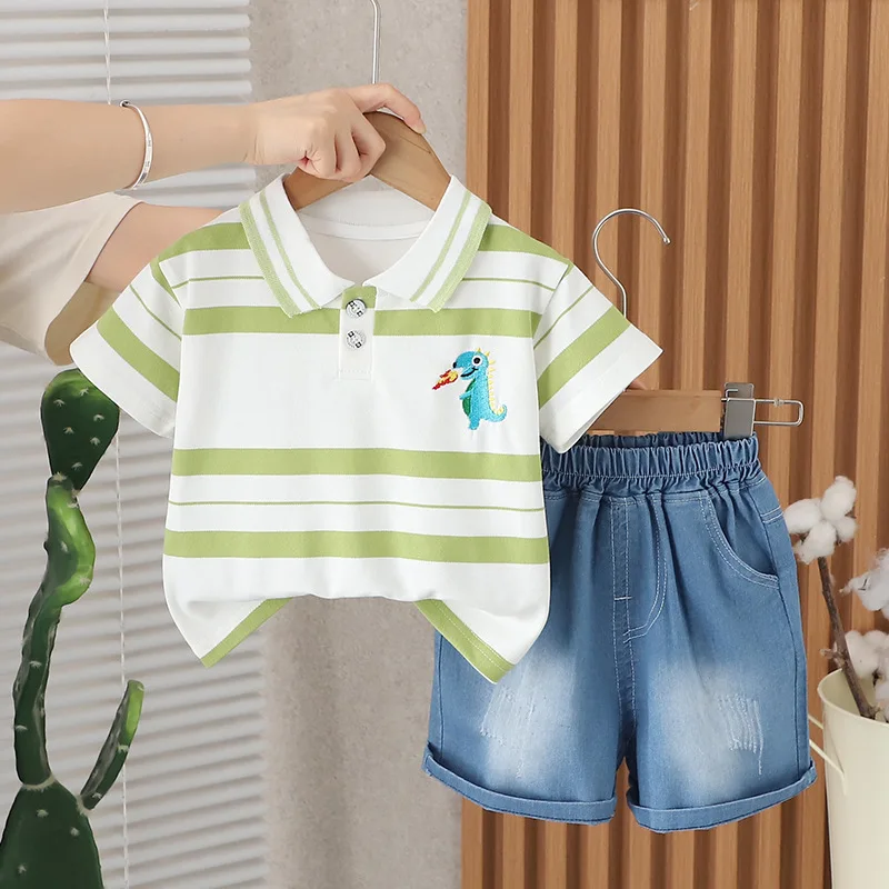 Conjunto bebé verano de camiseta a rayas y pantalón corto - imagen 2