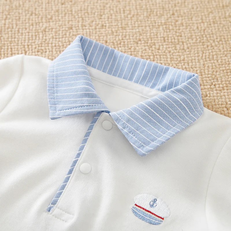Pelele de algodón manga larga para bebé, estilo polo - imagen 2