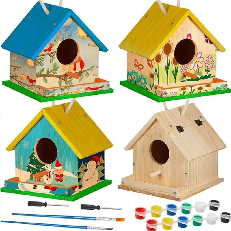 Kit casa pájaros madera para adultos - Pintura al aire libre