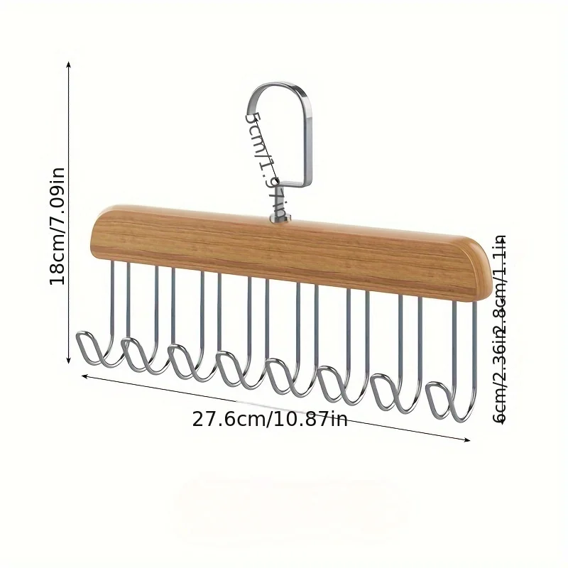 Organizador de perchas con ganchos de madera y estante ahorro espacio - imagen 2