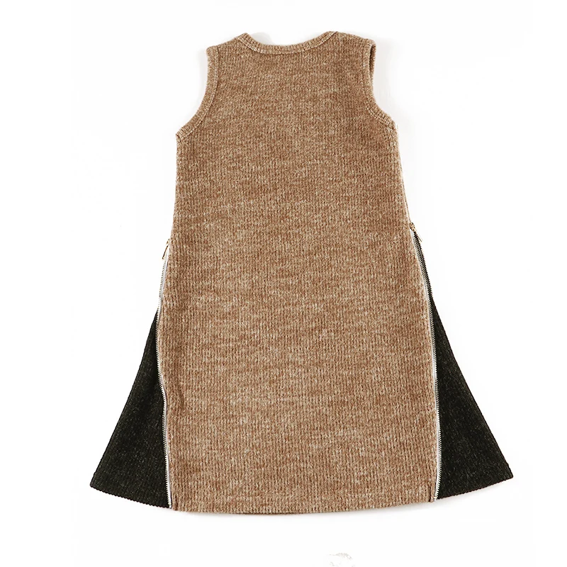 Vestido de invierno niña acanalado con cremallera – Sin mangas - imagen 3