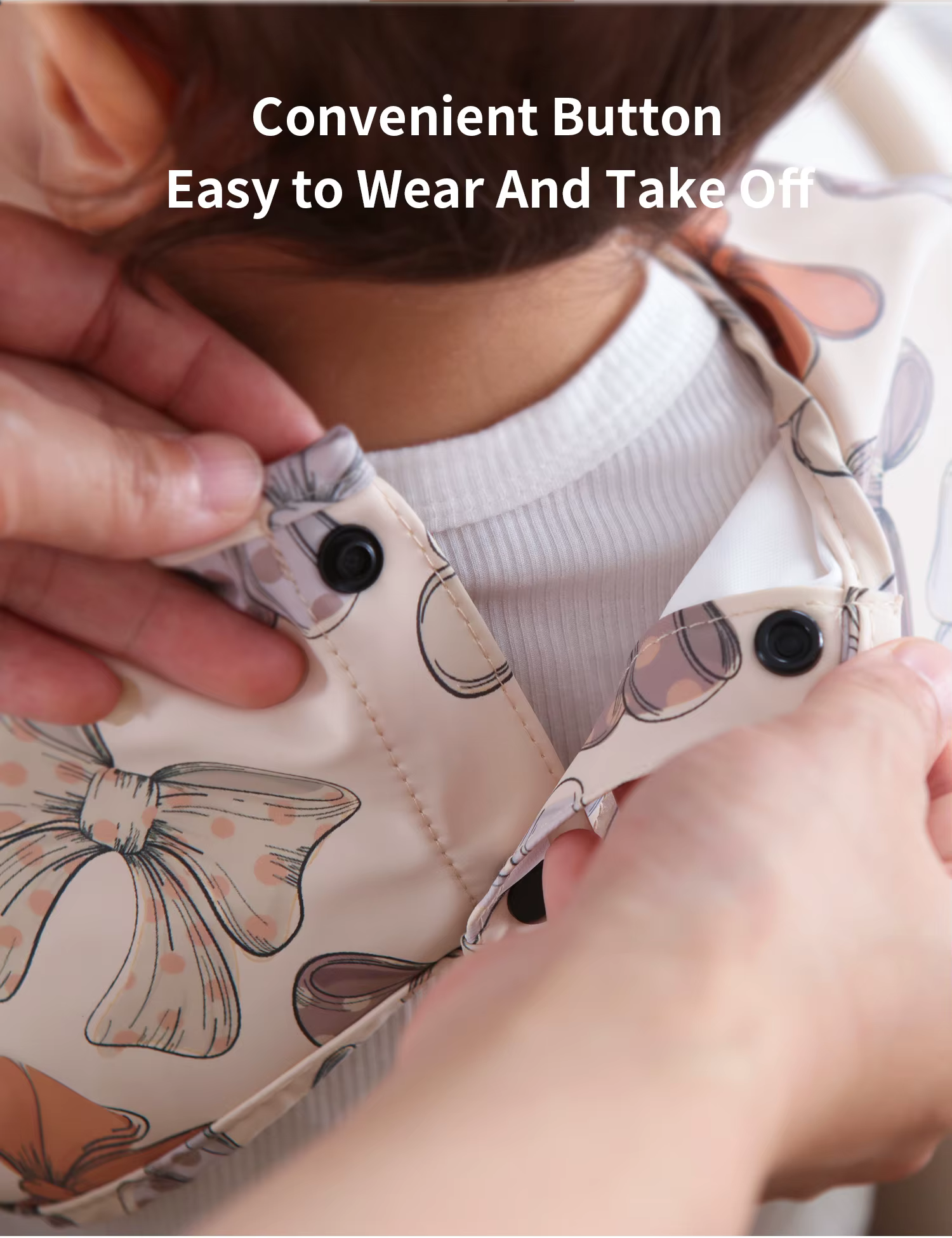 Primer plano del tejido impermeable del babero infantil