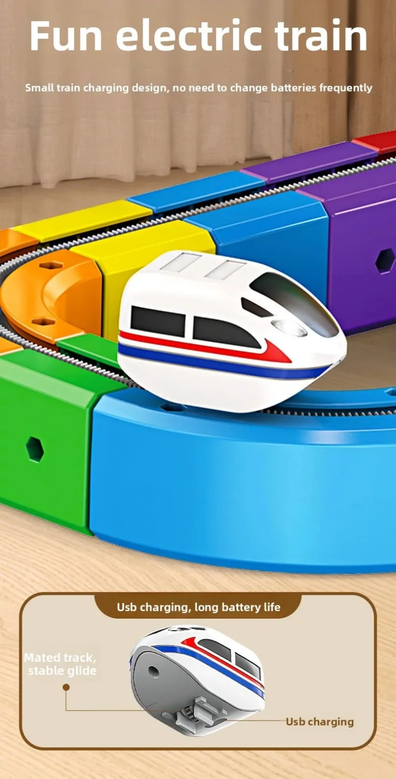 Tren y accesorios del set para construir y jugar