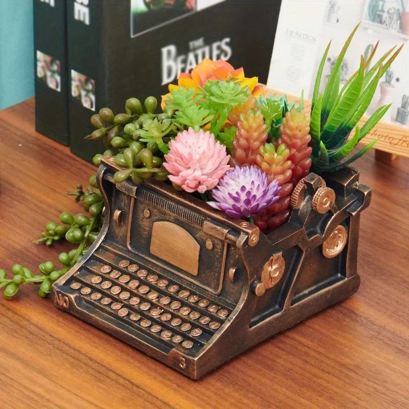 Maceta para suculentas vintage de resina retro, soporte de escritorio