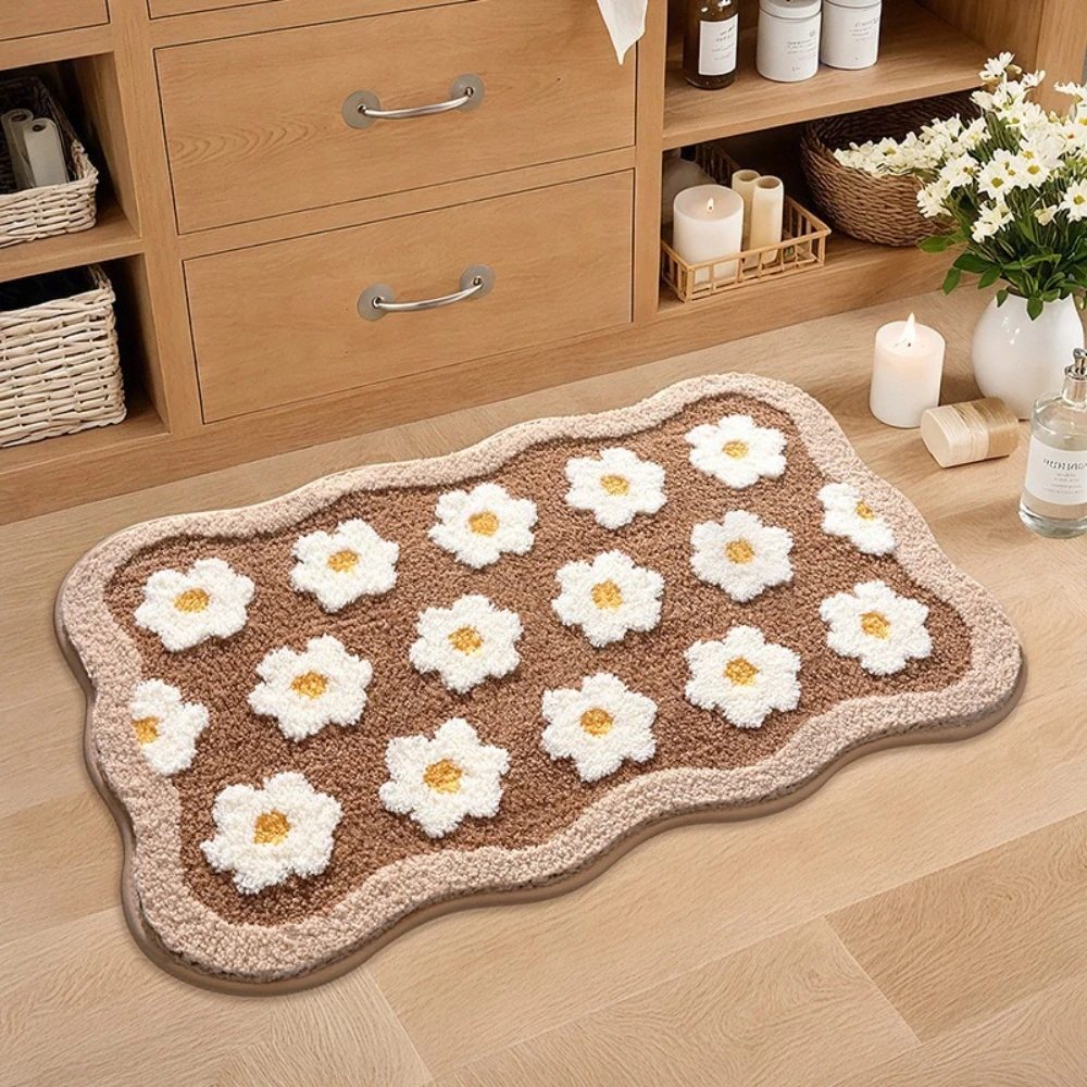 Alfombra de baño antideslizante absorbente con diseño floral - imagen 4
