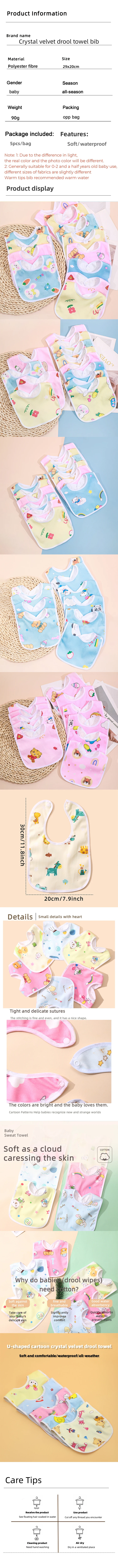 Babero impermeable de bebé suave y absorbente con estampado infantil