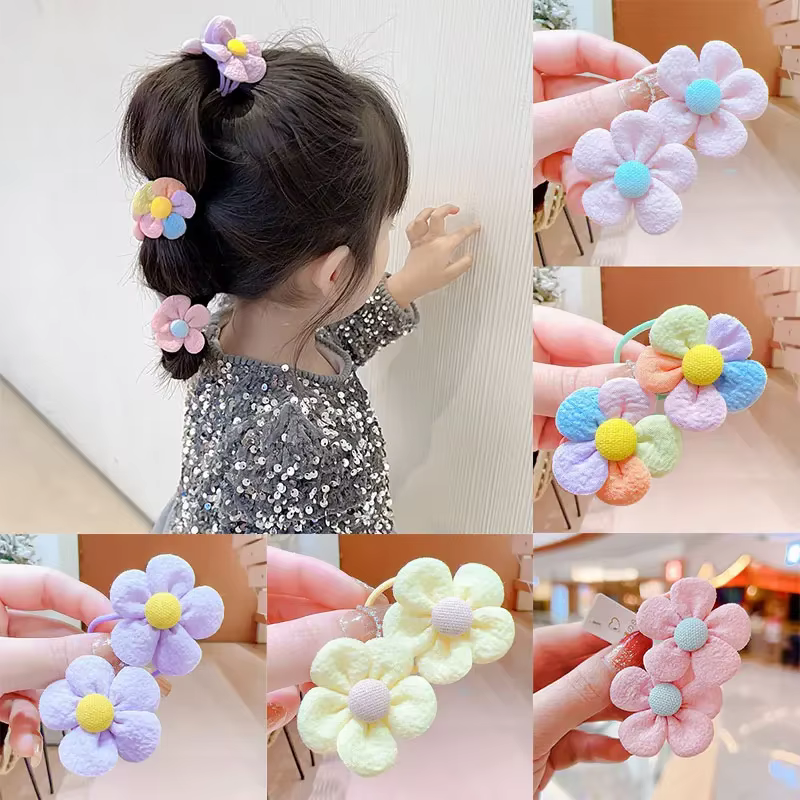 Bandas de pelo para niña – Gomas elásticas tejido suave estilo princesa