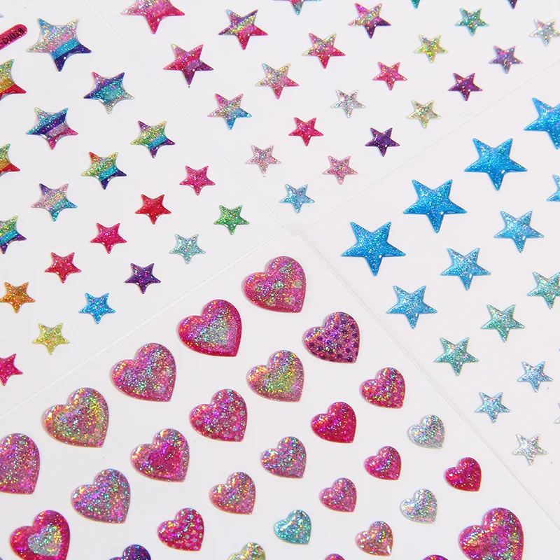 Pegatinas 3D con cristales y purpurina en corazón–estrella - imagen 2