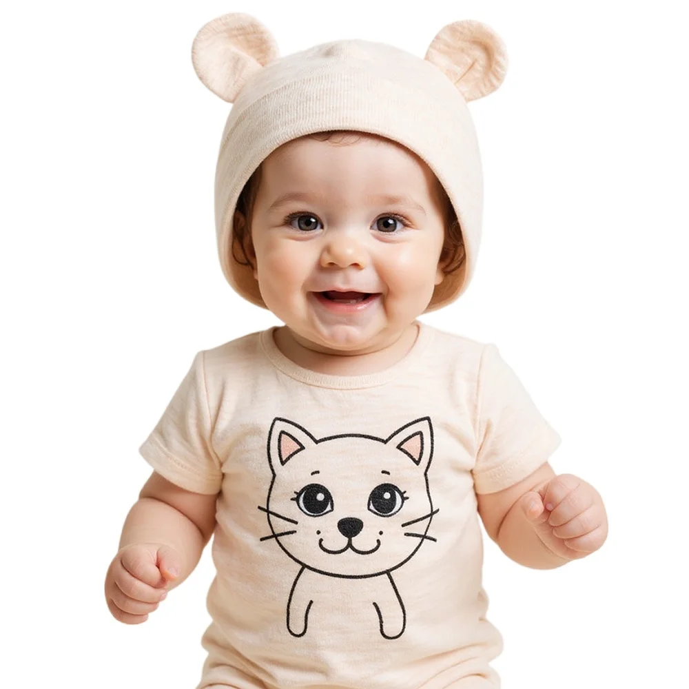 Gorro bebé con orejas de oso, cálido en algodón suave - imagen 4