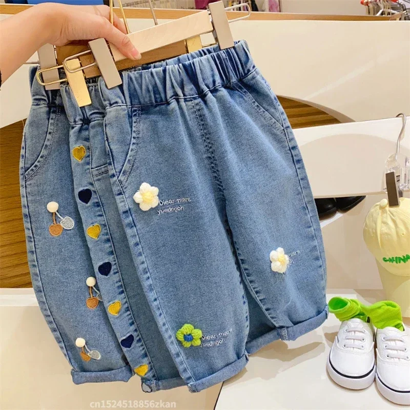 Daduhey pantalones vaqueros bordados de flores para niña - imagen 3