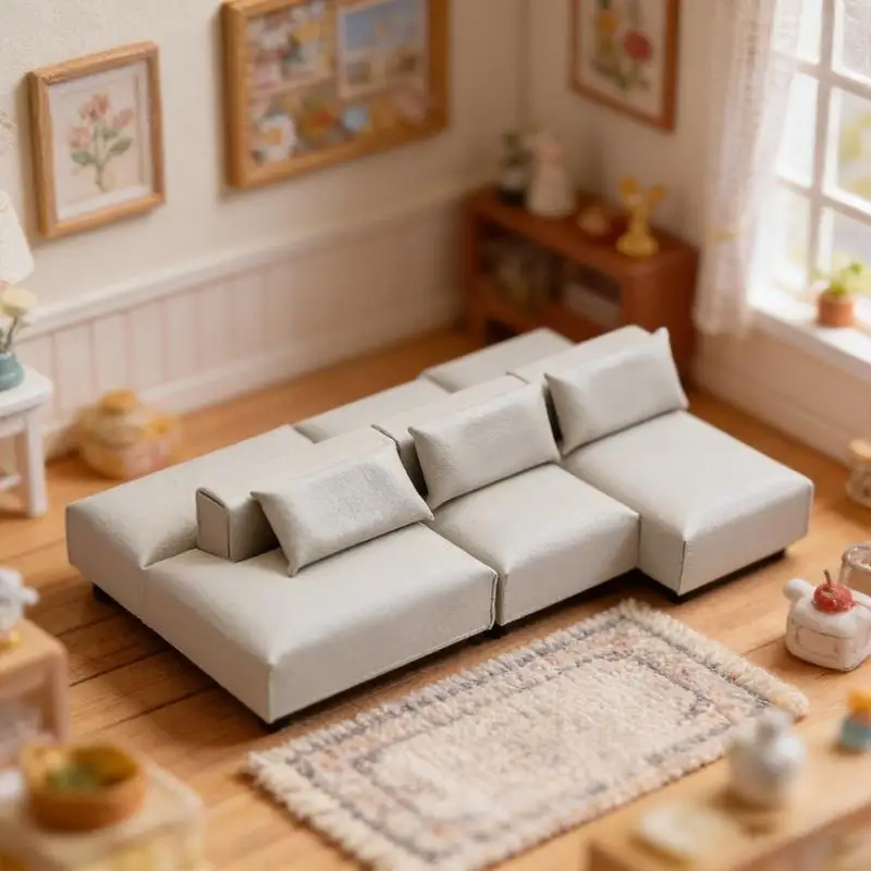XXFE Sofá para casa de muñecas, muebles de sala con tela suave - imagen 5