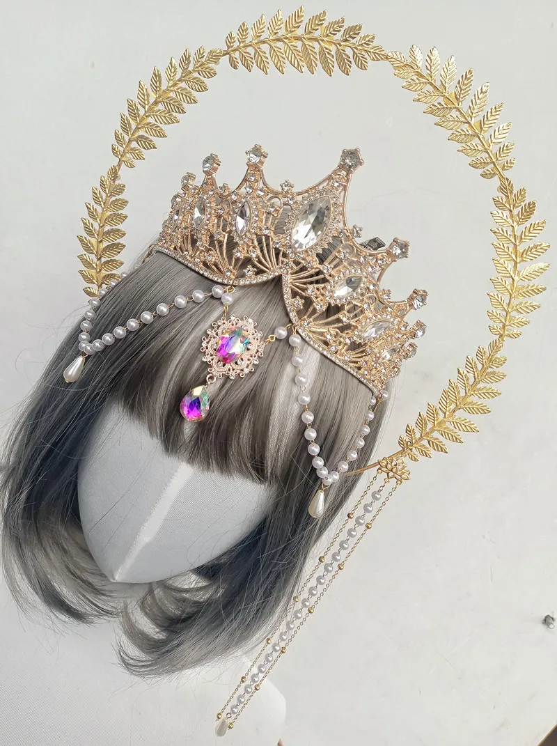 Lolita diadema corona gótica vintage con alas de ángel y pinchos - imagen 5