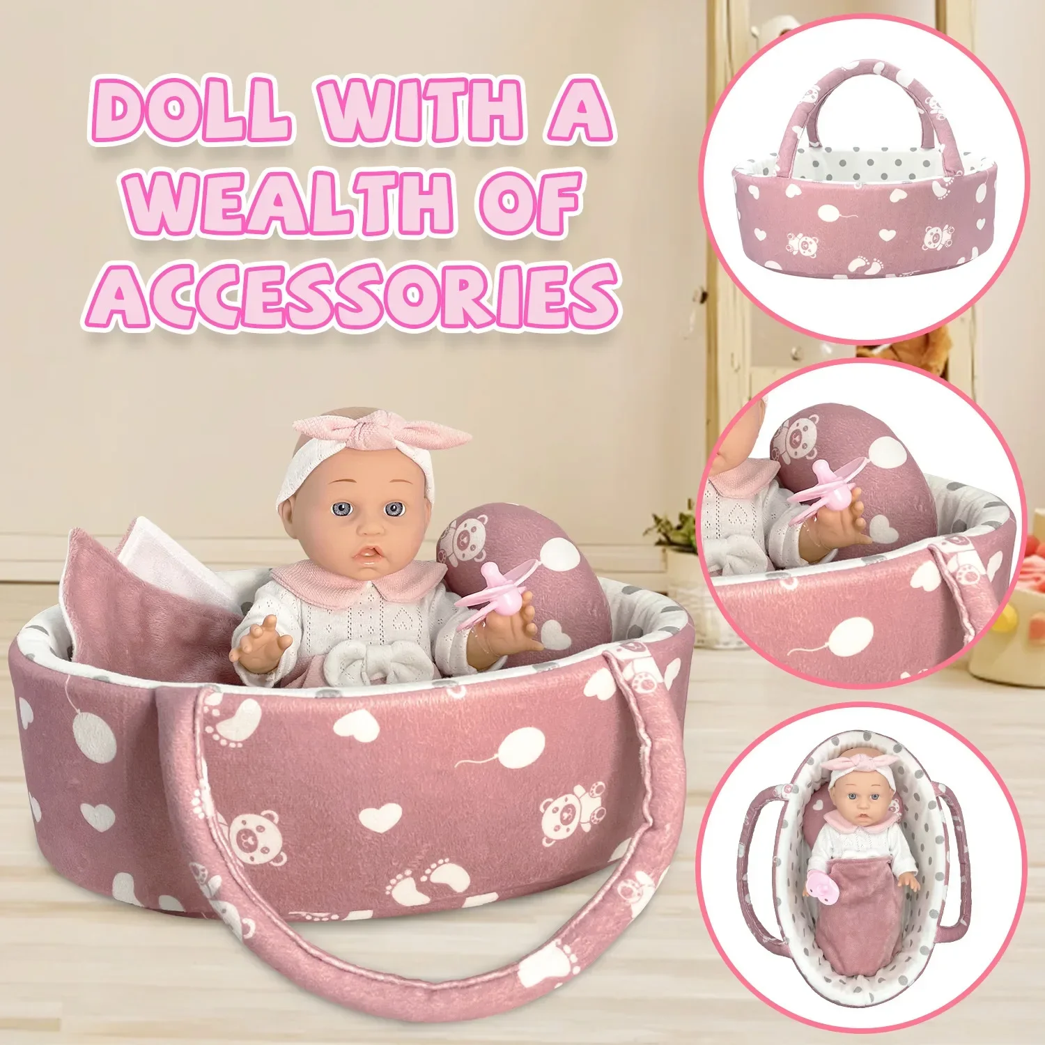 Muñeco de vinilo para juego de roles de bebé con accesorios - imagen 3