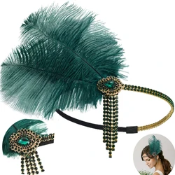 Diadema vintage años veinte estilo Gran Gatsby con cuentas y cadena