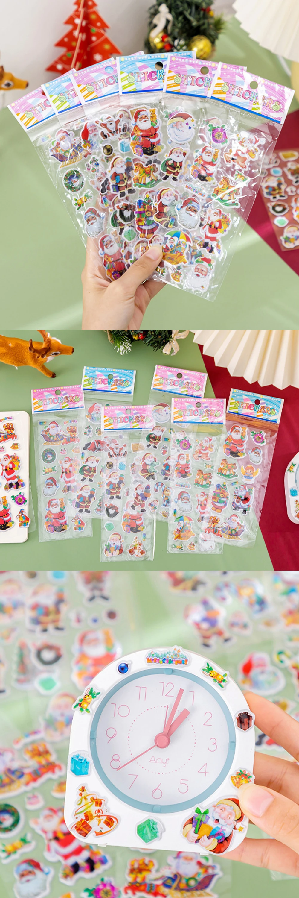 Pegatinas de burbujas navideñas en diferentes aplicaciones