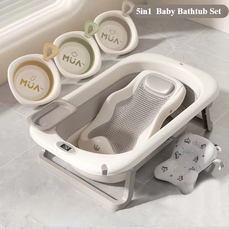 Bañera plegable antideslizante para bebé recién nacido, ducha portátil - imagen 4