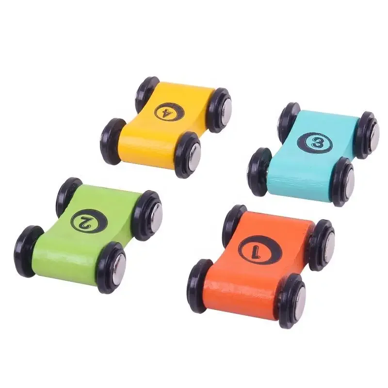 Coche de madera deslizante para niños con rampa y pista colorida - imagen 4
