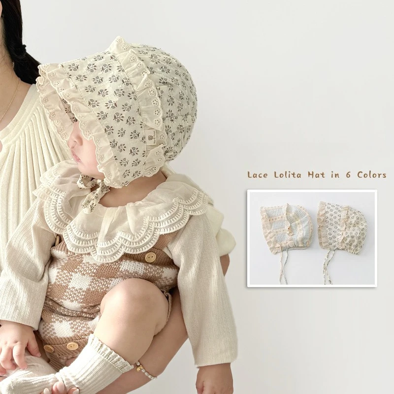 Gorro de niña princesa floral con encaje fino transpirable estival - imagen 5