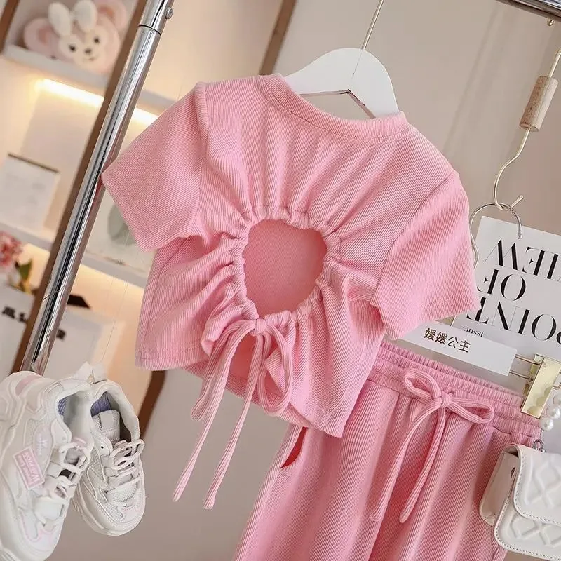 Conjunto de verano para niña: camiseta fina y pantalón ancho - imagen 4