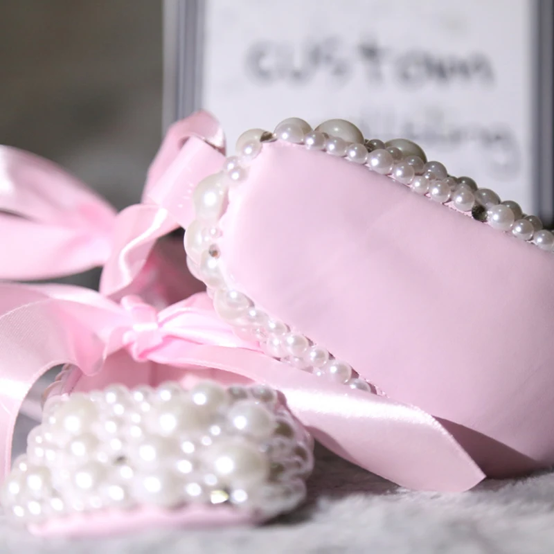 Zapatos de bebé con cuentas, suela suave cómoda y cinta sedosa - imagen 3
