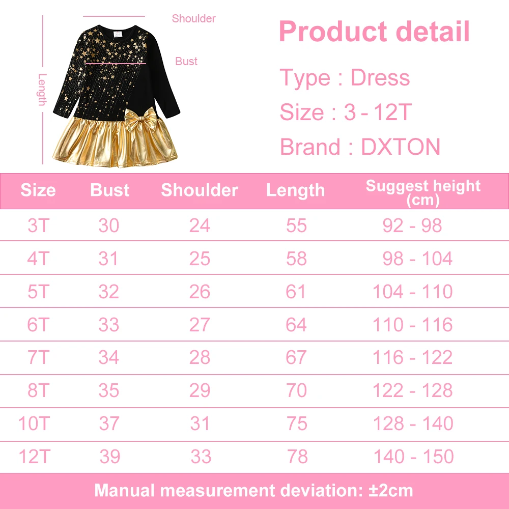 Vestido de Princesa DXTON con estrellas doradas