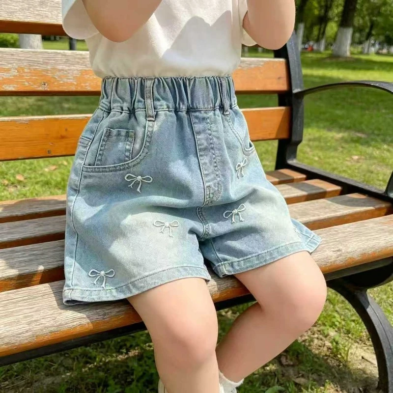 Shorts de verano denim para niña con bordado - imagen 2