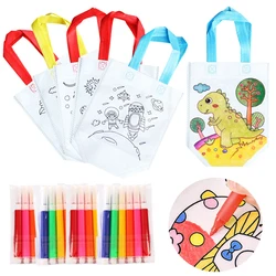 Bolsa de pintura hazlo tú mismo no tejida con marcadores para colorear