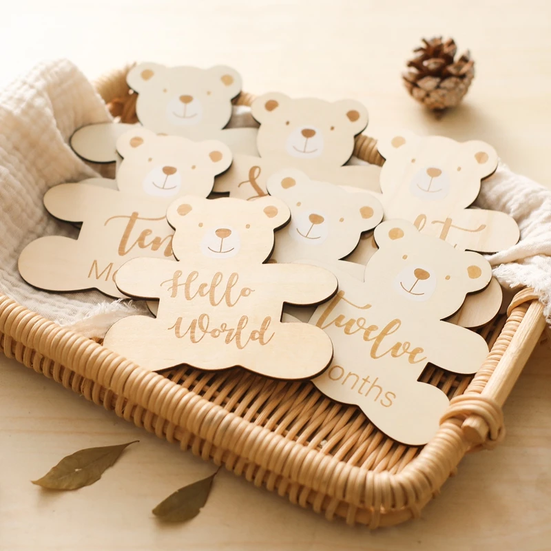 Tarjetas de huellas para bebé - Recuerdos artesanales en madera