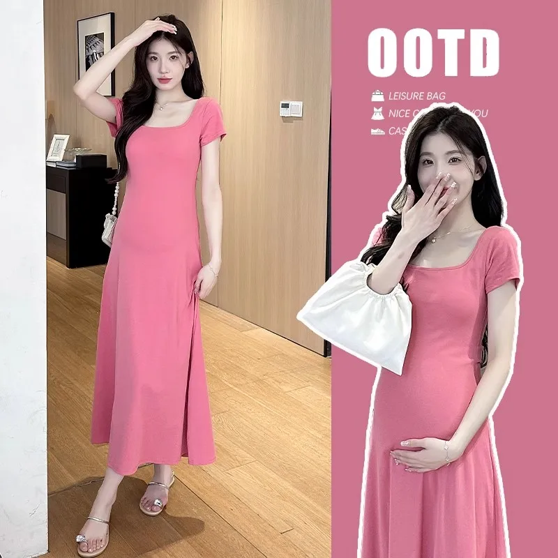 Vestido de premamá de verano manga corta tipo midi holgado ligero - imagen 3