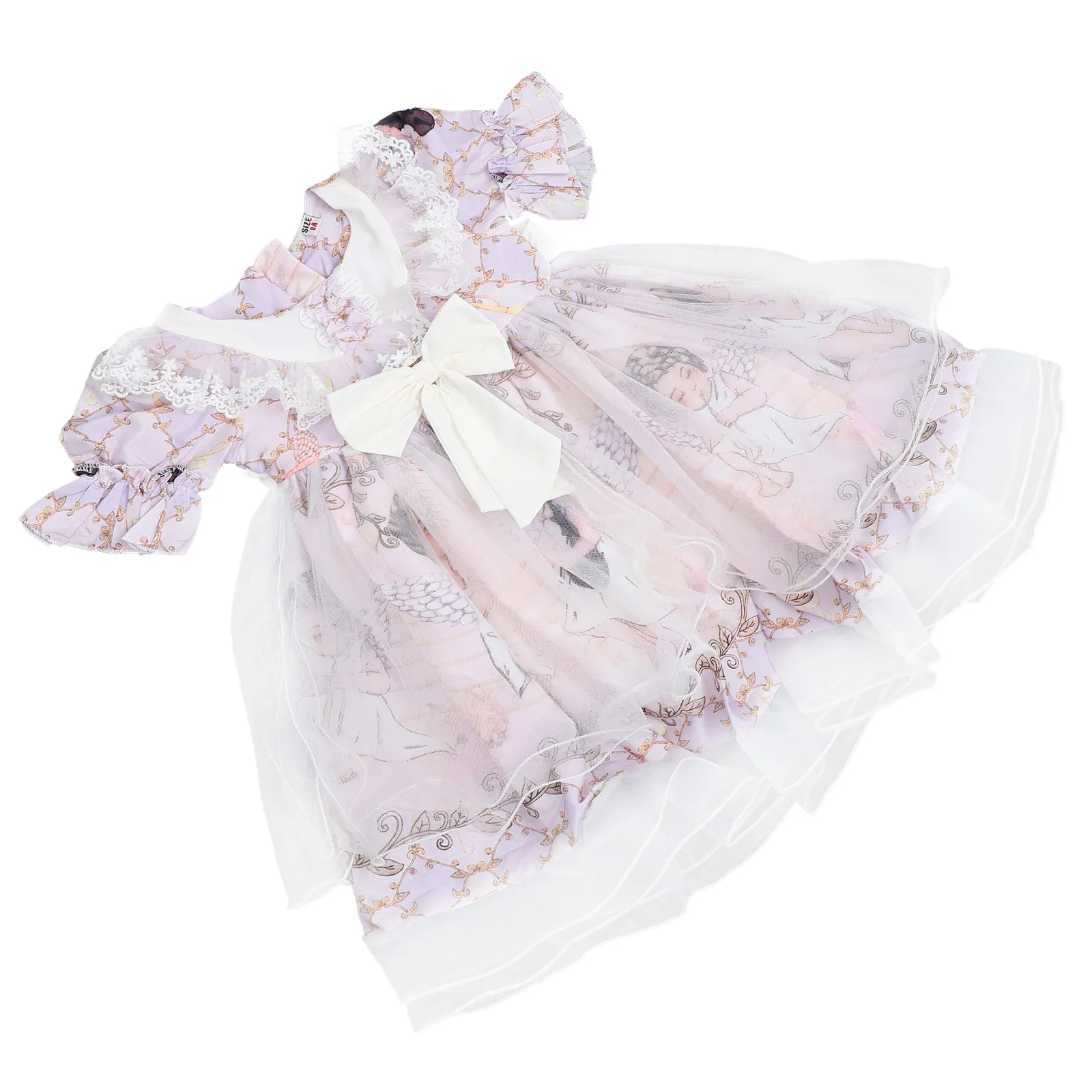 Vestido Lolita de verano con manga corta y encaje para niña