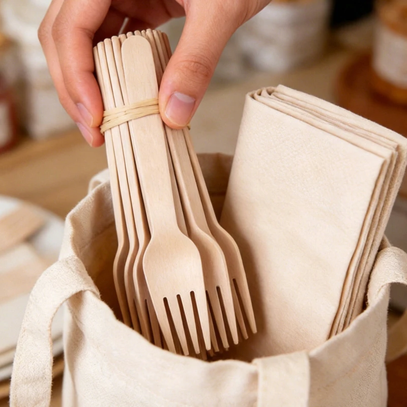 ZYF cubiertos de madera desechables para merienda campestre y fiestas - imagen 3