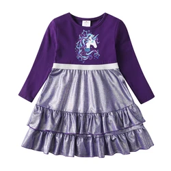 Vestido niña manga larga de algodón con estampado DXTON