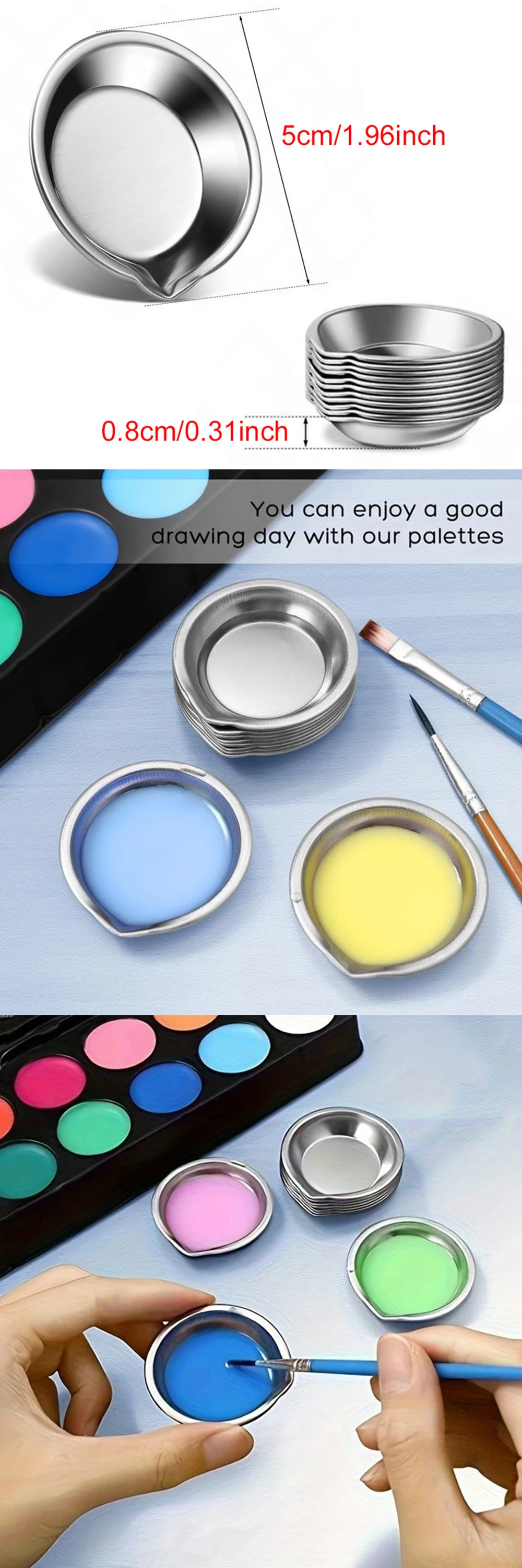 Bandeja de pintura metálica redonda con boca de vertido