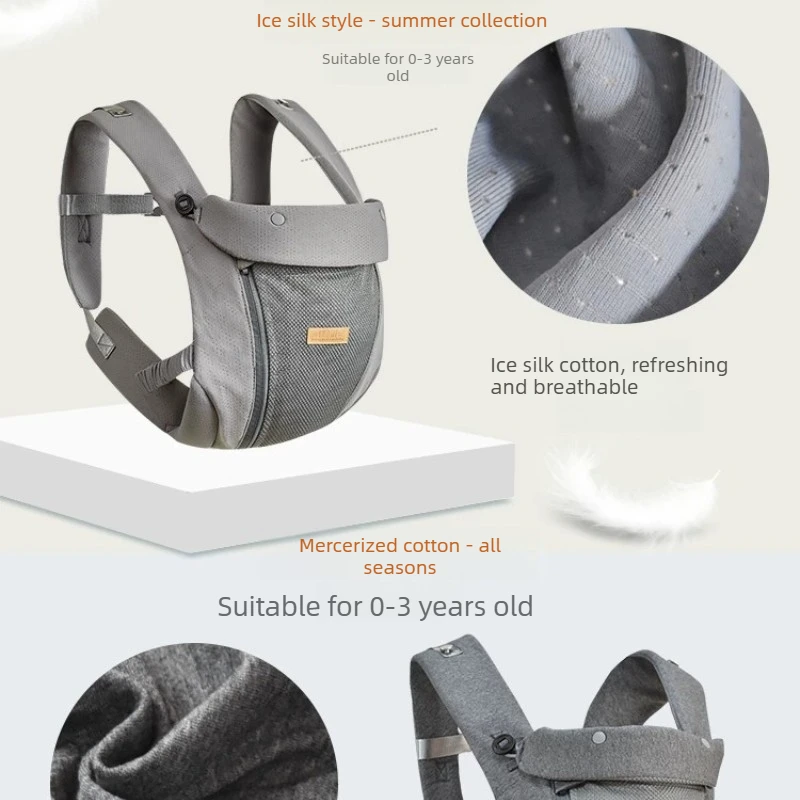 Portabebés ergonómico doble uso frontal y trasero ligero transpirable - imagen 3