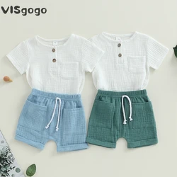 VISgogo conjunto verano bebé niño algodón manga corta con bolsillos